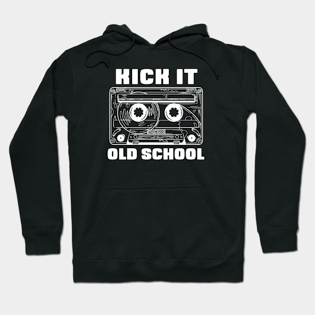 Kick It Old School // Retro Audio Cassette Tape Hoodie by SLAG_Creative